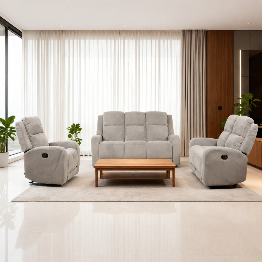Napoli Sofa, Loveseat and Recliner Chair Set by Best Home - Gray