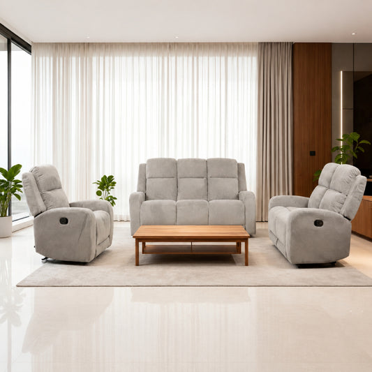 Napoli Sofa, Loveseat and Recliner Chair Set by Best Home - Gray