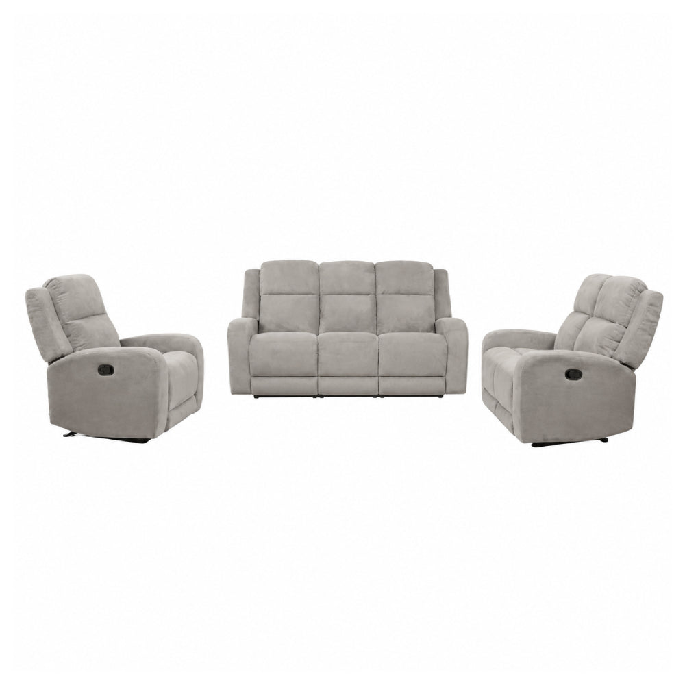 Napoli Sofa, Loveseat and Recliner Chair Set by Best Home - Gray