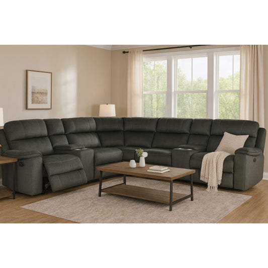 Bella Power Reclining Sectional Sofa by Best Home - Gray