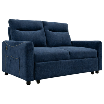 France Blue Sleeper Loveseat Sofa