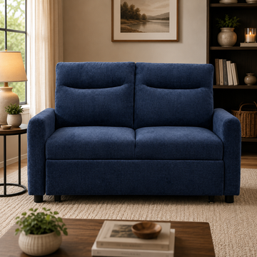 France Blue Sleeper Loveseat Sofa