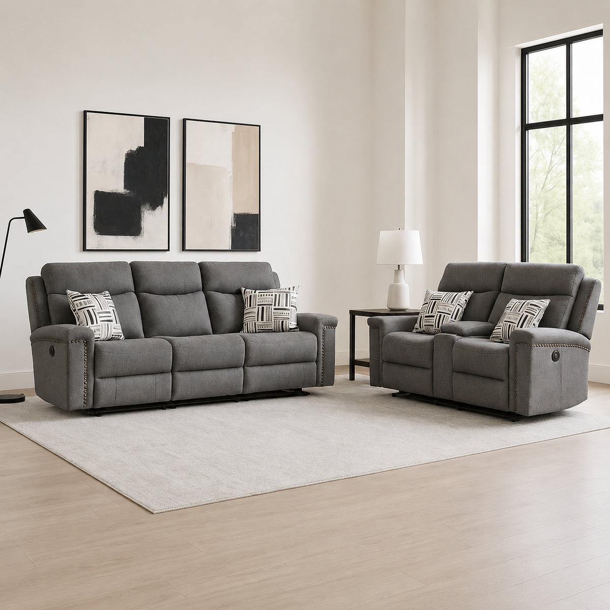 Ingram Sofa and Loveseat by Best Home - Gray