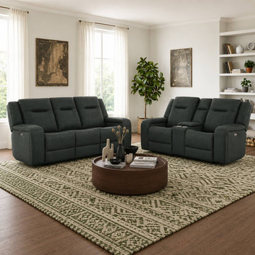 Blum Power Sofa with Reclining Loveseat by Best Home - Black