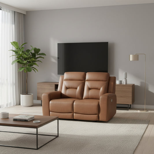 Edna Power Reclining Loveseat by Best Home - Brown