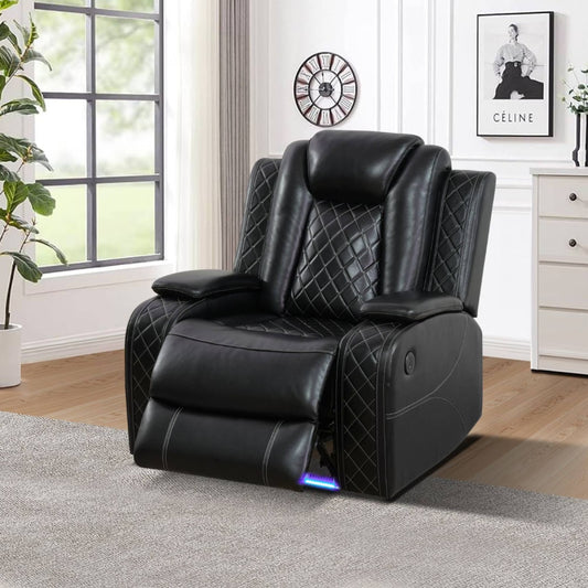 Oregon Power Motion Recliner with LED Lights by Best Home - Black