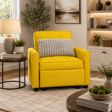 Brazilia Convertible Sleeper Armchair with Pillow by Best Home - Yellow