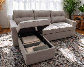 Malibu Pull Out Sofa and Chaise with Storage by Best Home - Gray
