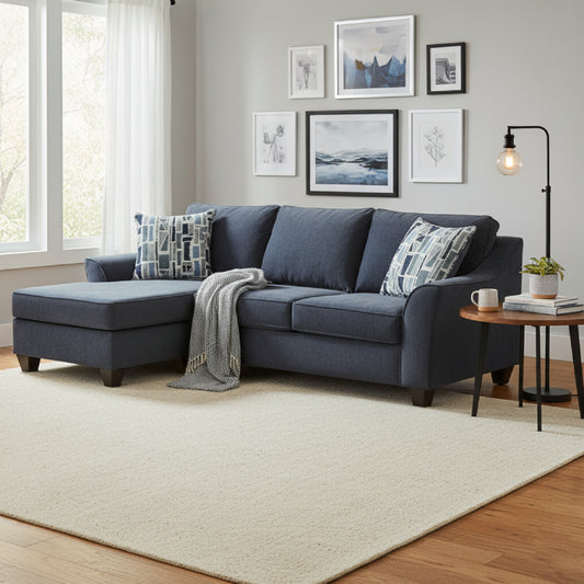 Cairo Sofa Chaise with Pillows by Best Home - Blue