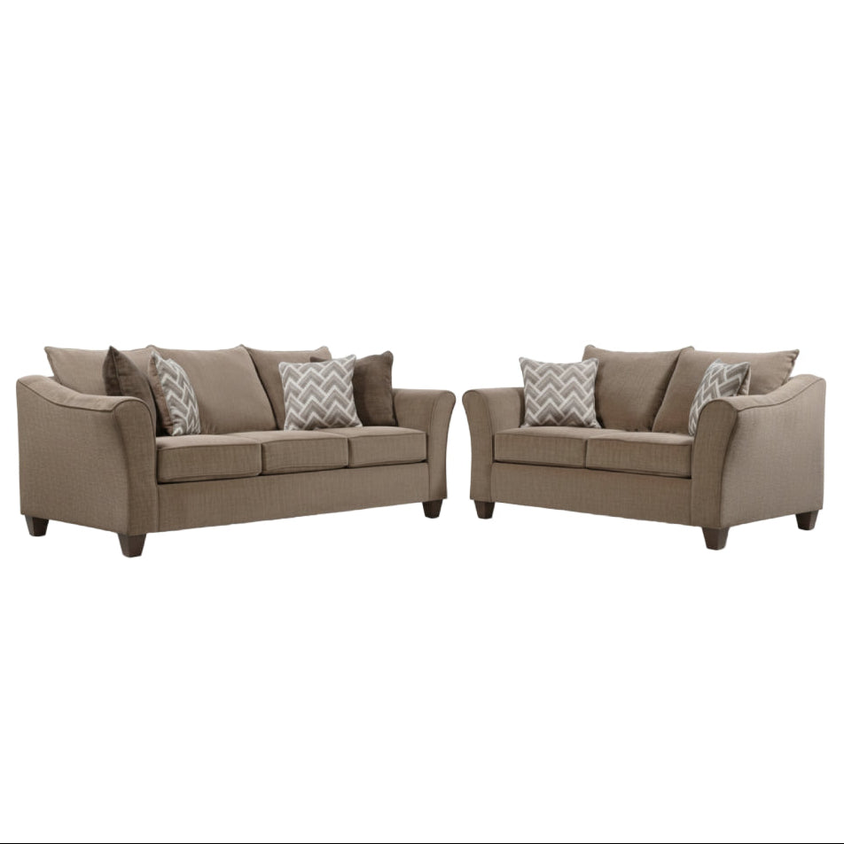 Albany Sofa and Loveseat Set with Pillows by Best Home - Brown