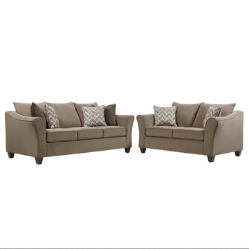 Albany 41" Sofa and Loveseat with Pillows by Best Home - Brown