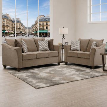 Albany 41" Sofa and Loveseat with Pillows by Best Home - Brown