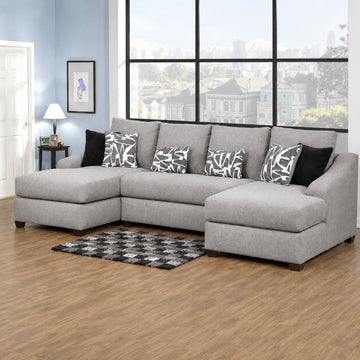 Melbourne Dual Chaise Sectional Sofa with 6 Pillows by Arely Furniture - Gray