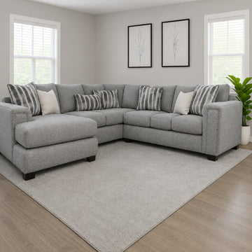 Sterling Stationary Sectional Sofa with 7 Pillows by Arely Furniture - Gray