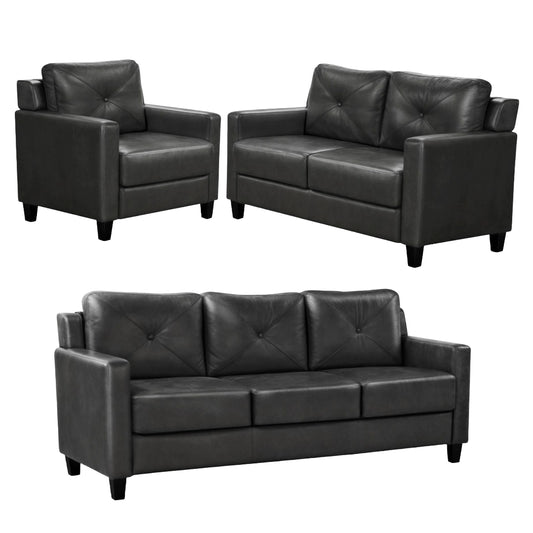 NOVA 321 Sofa, Loveseat, and Chair Gray Set by Best Home