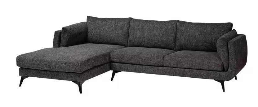 Leni Fabric Sectional Sofa in Dark Gravel Grey + Evolved Home Pillow Talk Romance 18"