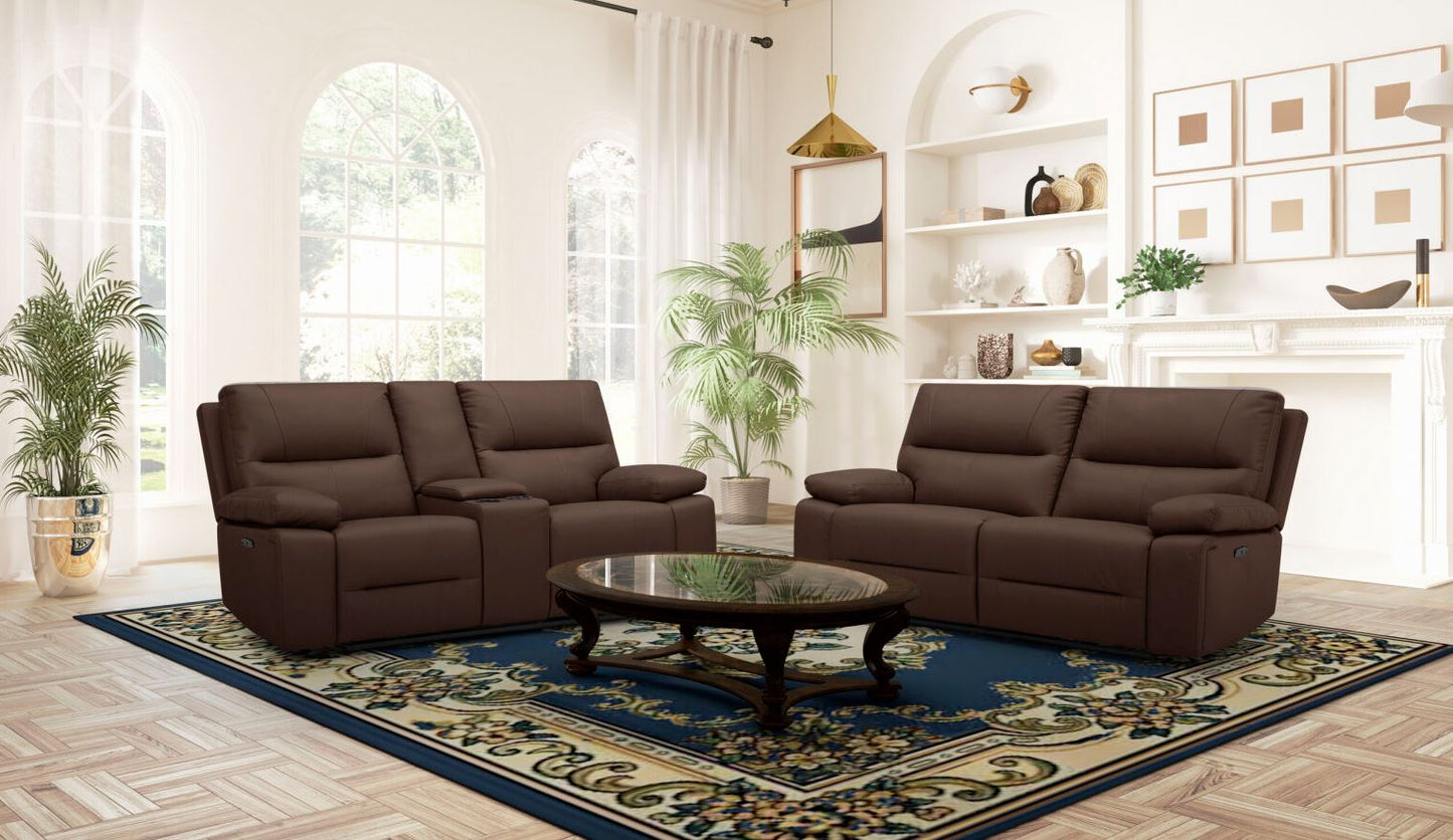 Cognac Leather Upholstery Loveseat Set by Best Home - Brown