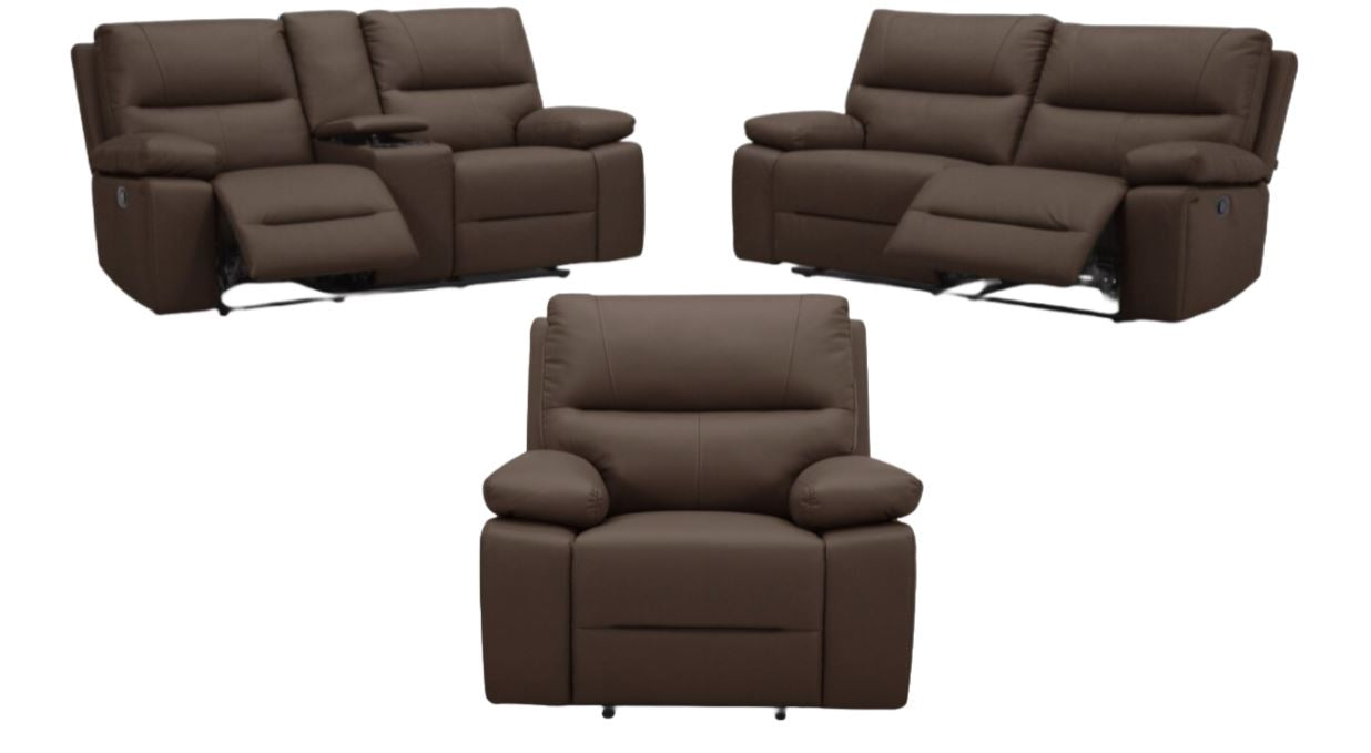 Cognac Leather Upholstery Trio Set by Best Home - Brown