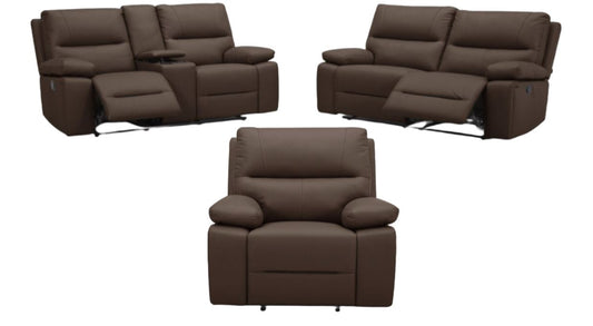 Cognac Leather Upholstery Trio Set by Best Home - Brown