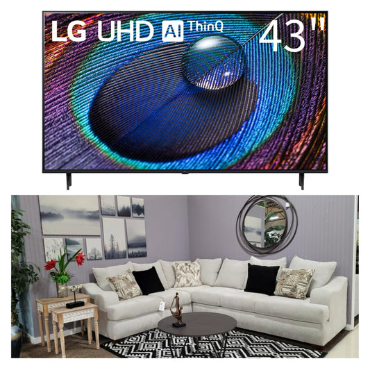 Bundle:Athena 2PCS Sectional + LG 43" Class UR9000 LED 4K UHD Smart WebOS 23 TV with ThinQ AI