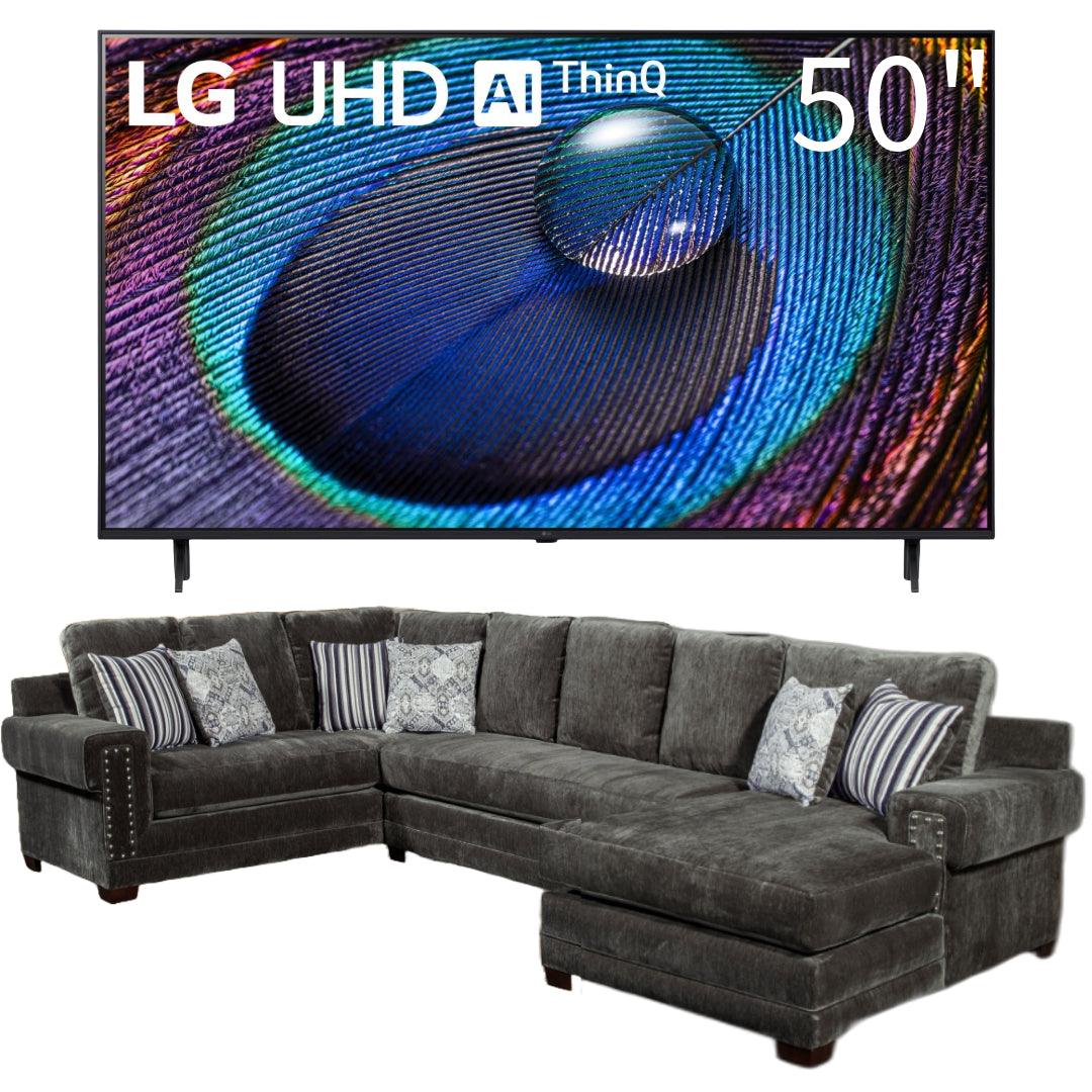 Bundle: Imperial - 3pc Sectional - Dark Grey + LG 50" Class UR9000 Series LED 4K UHD Smart webOS 23 TV