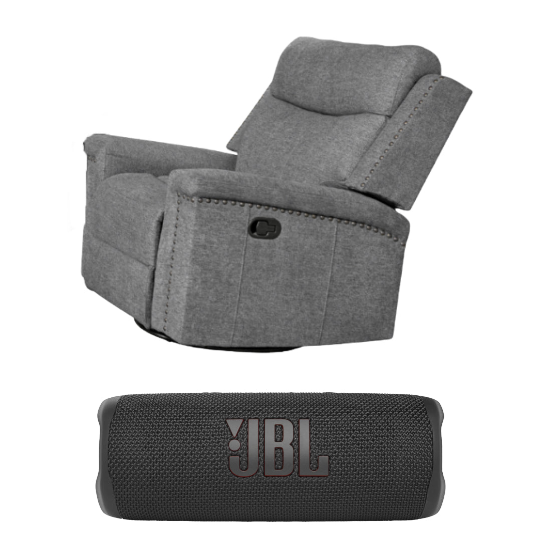 Ingram Gray Motion Reclining Chair Chair + JBL Flip 6