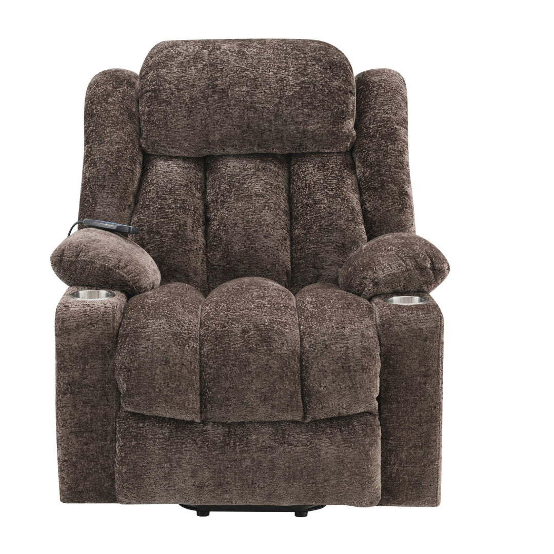 Paquete: sillón reclinable eléctrico Orion Brown con elevación, masaje y calefacción + altavoz Bluetooth portátil JBL Charge 5 con batería externa incorporada