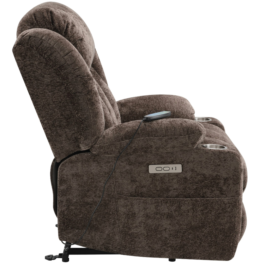 Paquete: sillón reclinable eléctrico Orion Brown con elevación, masaje y calefacción + altavoz Bluetooth portátil JBL Charge 5 con batería externa incorporada