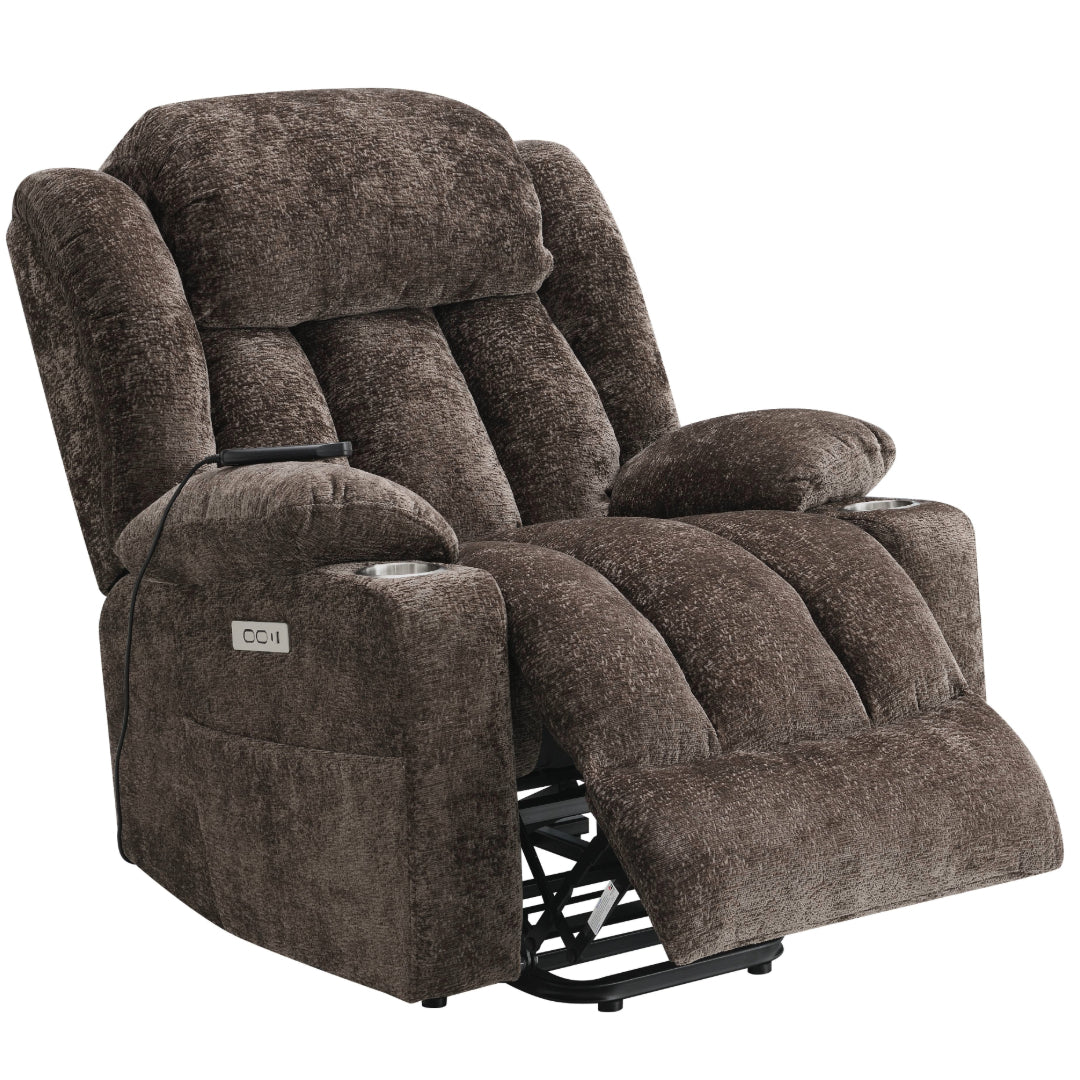 Bundle: Orion Brown Power Recliner With Lift, Massage And Heating + JBL Charge 5 Portable Bluetooth Speaker with Built-in Powerbank