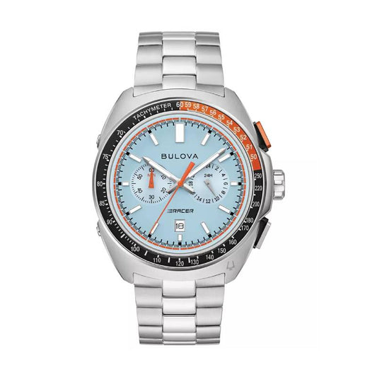 Bulova Chronograph Racer Men's 42mm Silver Bracelet Watch - Blue Dial