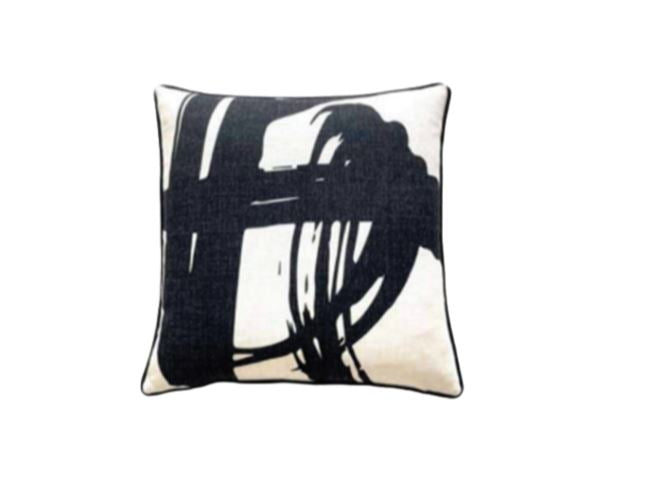 Almohada con diseño abstracto de 45 cm y cierre de cremallera Starving Artist de Evolved Home, color negro y beige