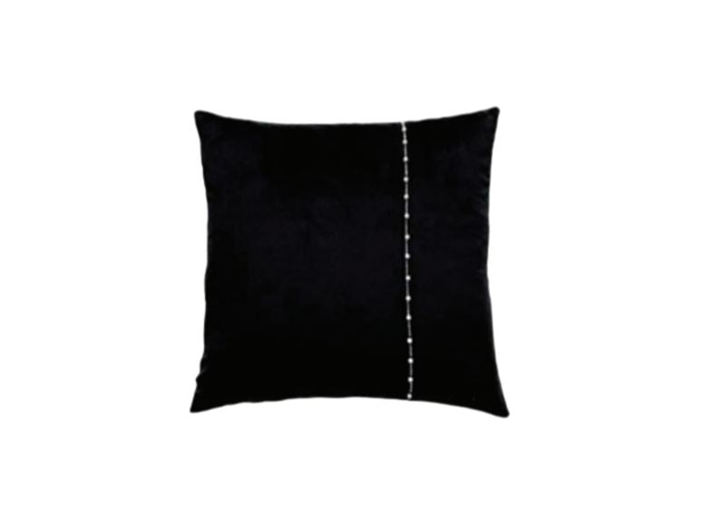 Almohada decorativa de 45 cm con cierre de cremallera y diseño sedoso Caviar de Evolved Home, color negro