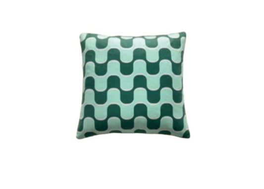 Funda de almohada decorativa de estilo moderno de 18" con diseño de ondas psicodélicas de Evolved Home, color verde