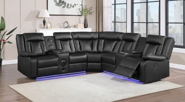 Kelley 40" Sectional Sofa with LED by Best Home- Black