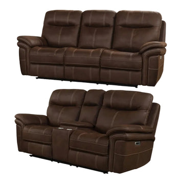 Mason Power Reclining Sofa with Loveseat by Best Home - Brown