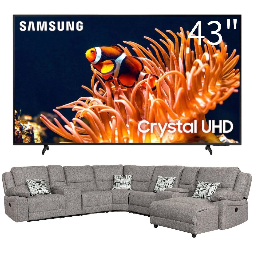 Bundle: 4-Piece Living Room Set by Best Home - Latte + Samsung 43" Class DU8000 LED 4K UHD Smart Tizen TV