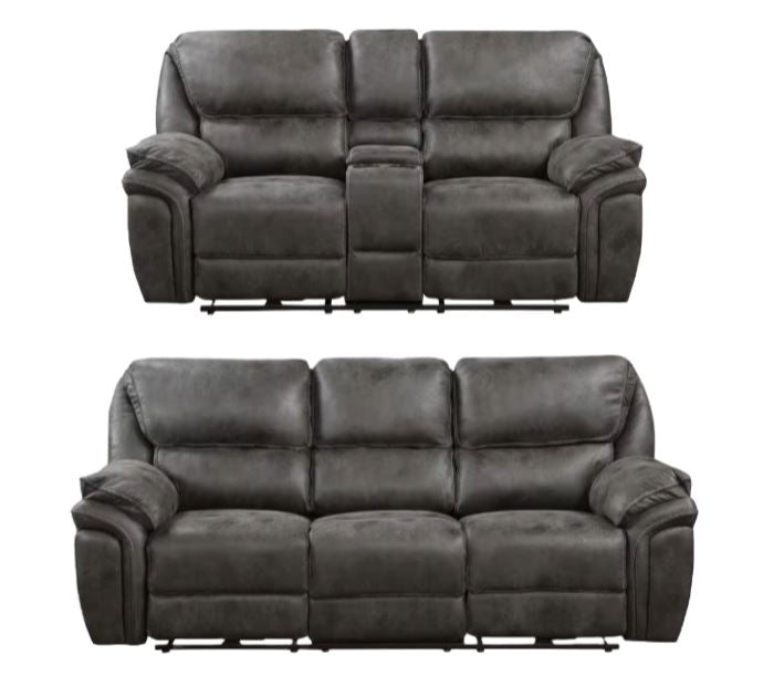 Sofá y loveseat manual Crofton - Colección gris