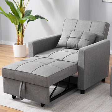 Dream 34.6" Convertible Sleeper Chair by Best Home - Gray
