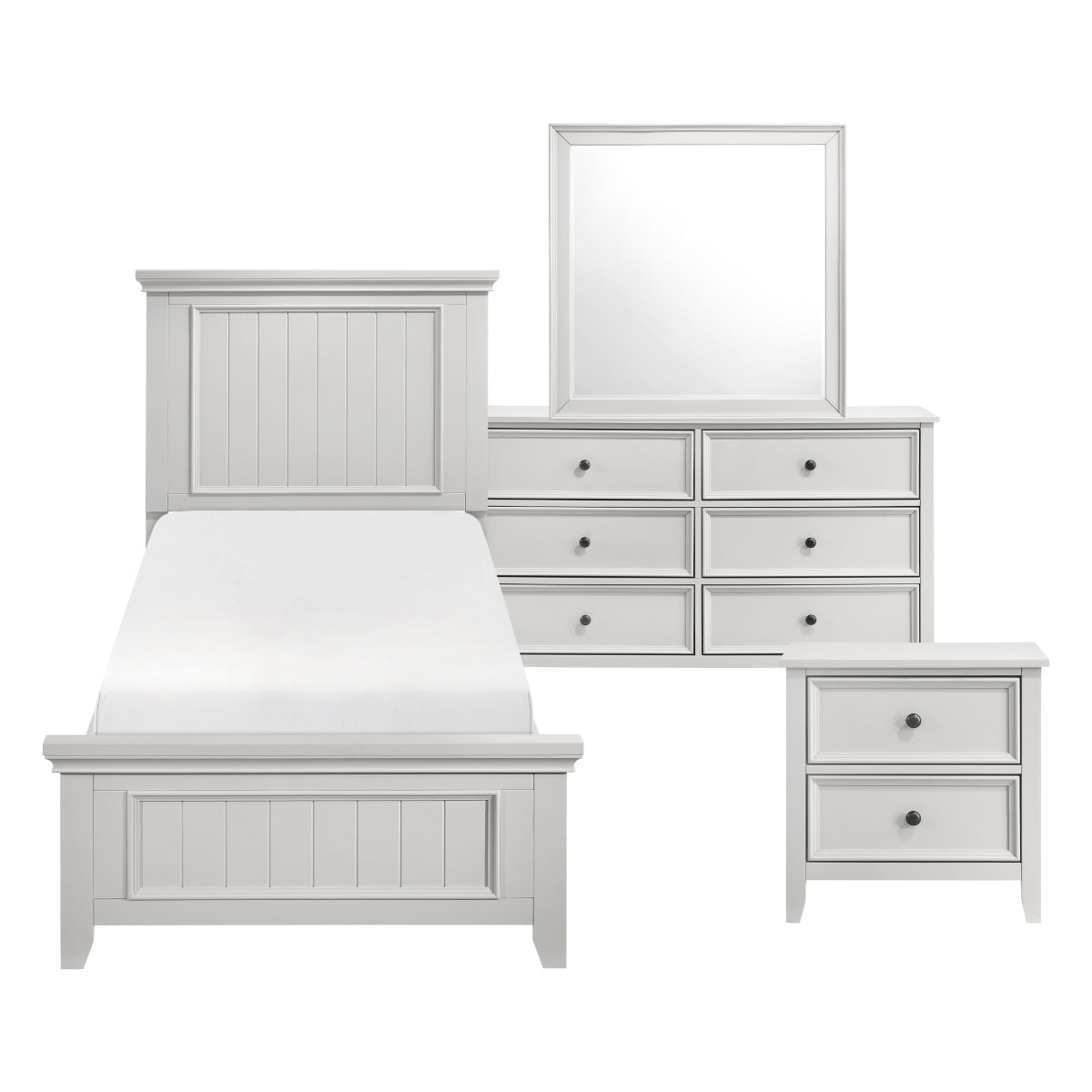 Denver Twin Size (4-Piece) Bedroom Set by Homelegance - White