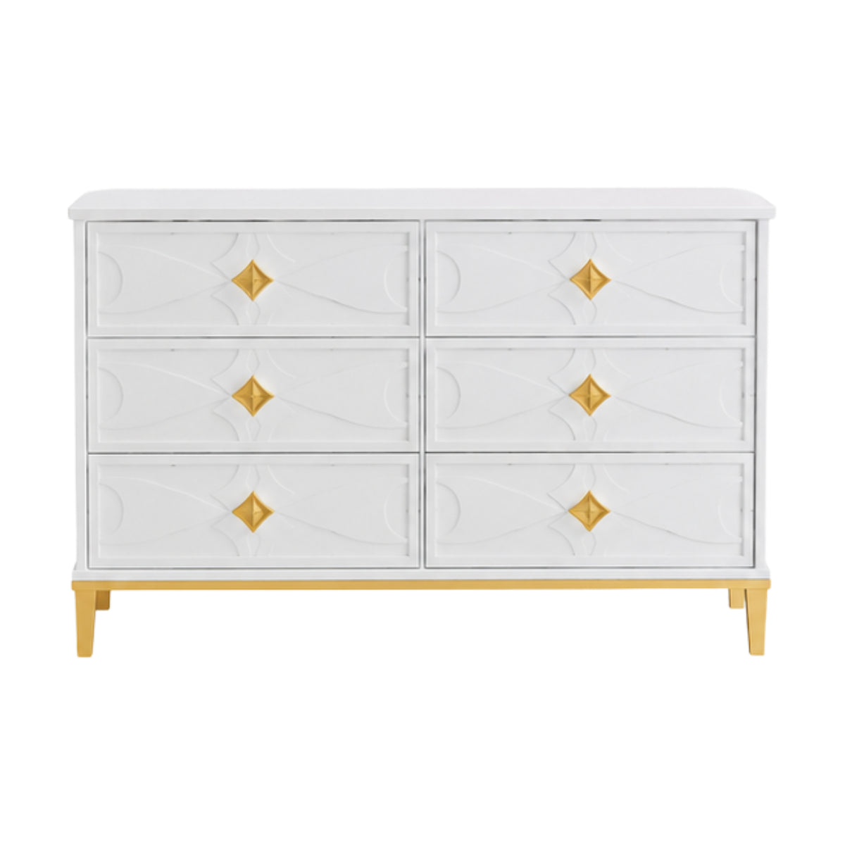 Emma Dresser with 6 Drawers by Martin Svensson Home - White/Gold