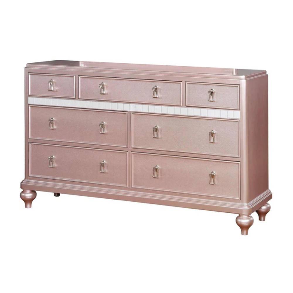 Ariston Dresser with 7 Drawers by Furniture of America - Pink