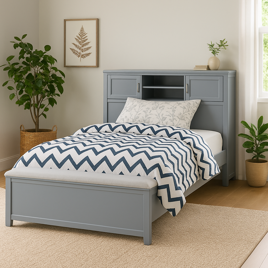 Youth Explorer Bookcase Platform Bed by Homelegance - Gray