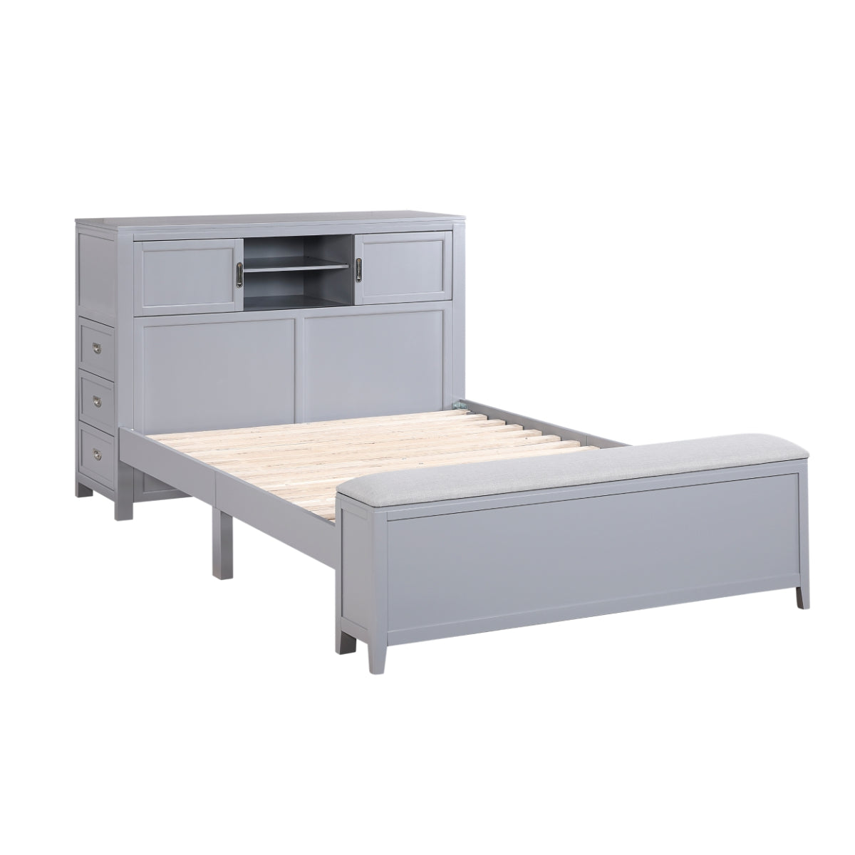 Youth Explorer Bookcase Platform Bed by Homelegance - Gray