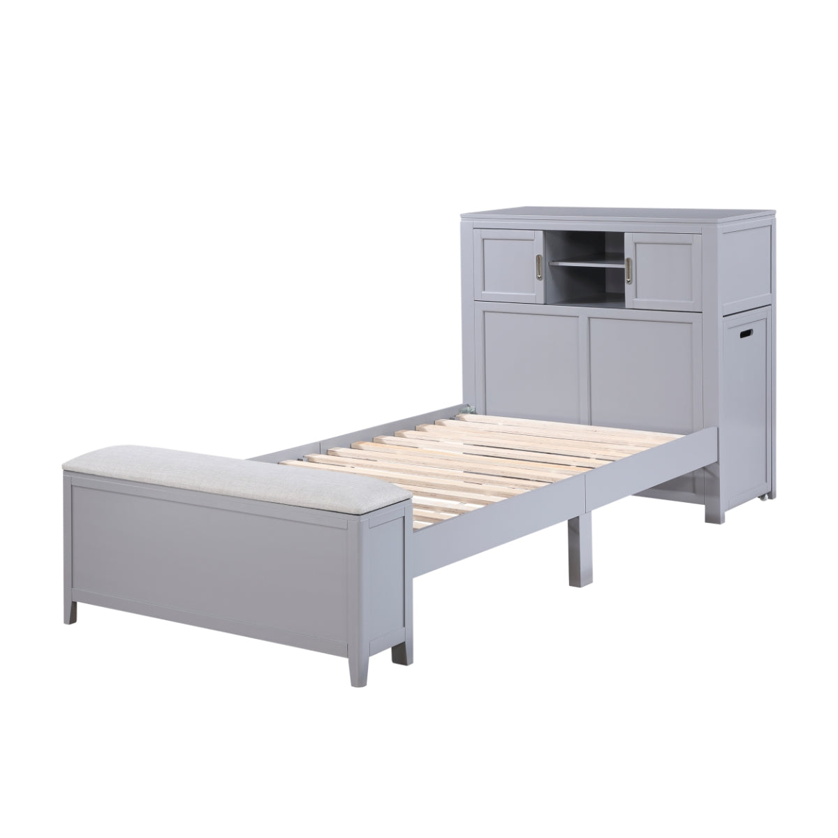 Youth Explorer Bookcase Platform Bed by Homelegance - Gray
