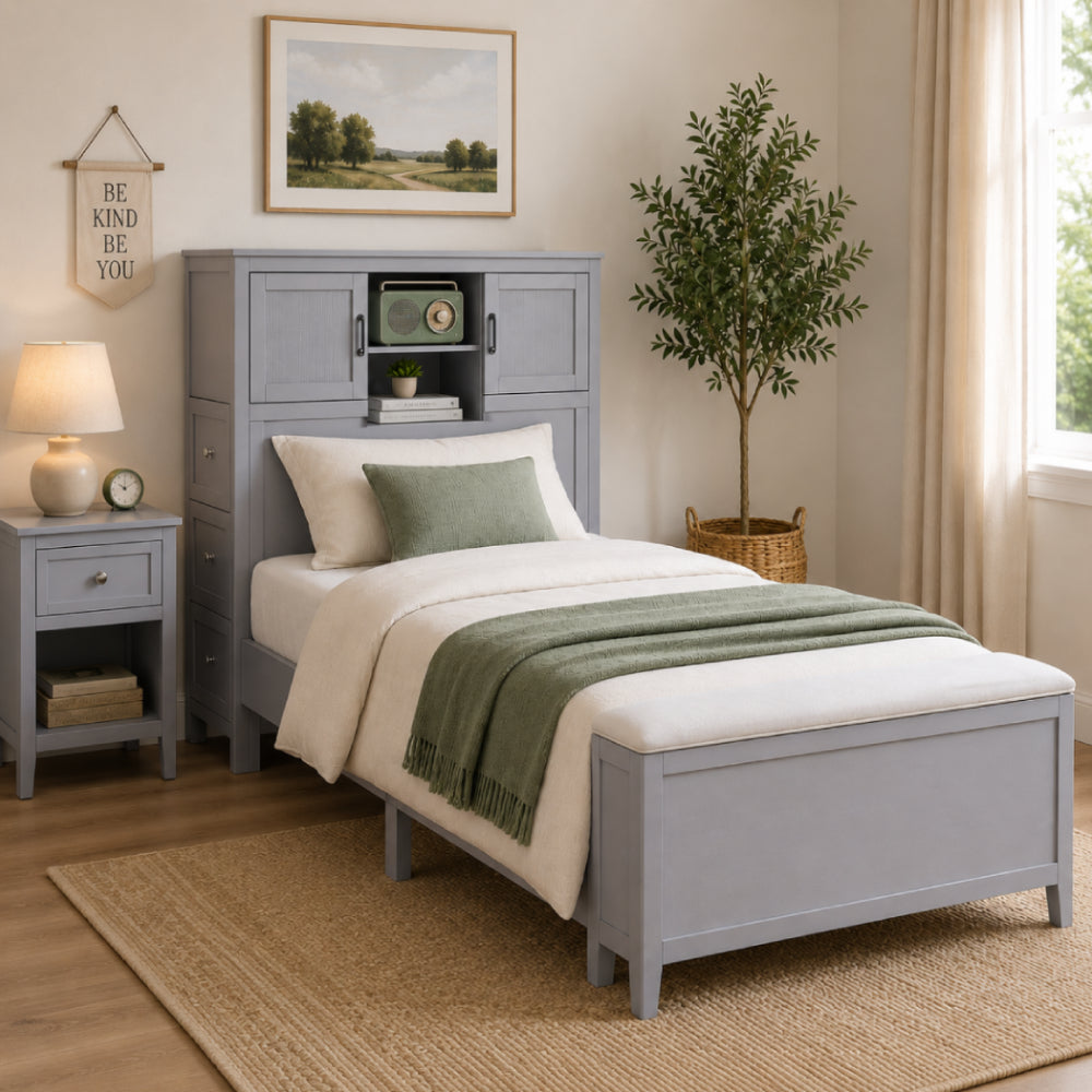 Youth Explorer Bookcase Platform Bed by Homelegance - Gray