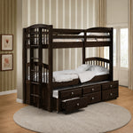 Tomas Twin Storage Bunk Bed with Trundle by Acme Furniture - Brown