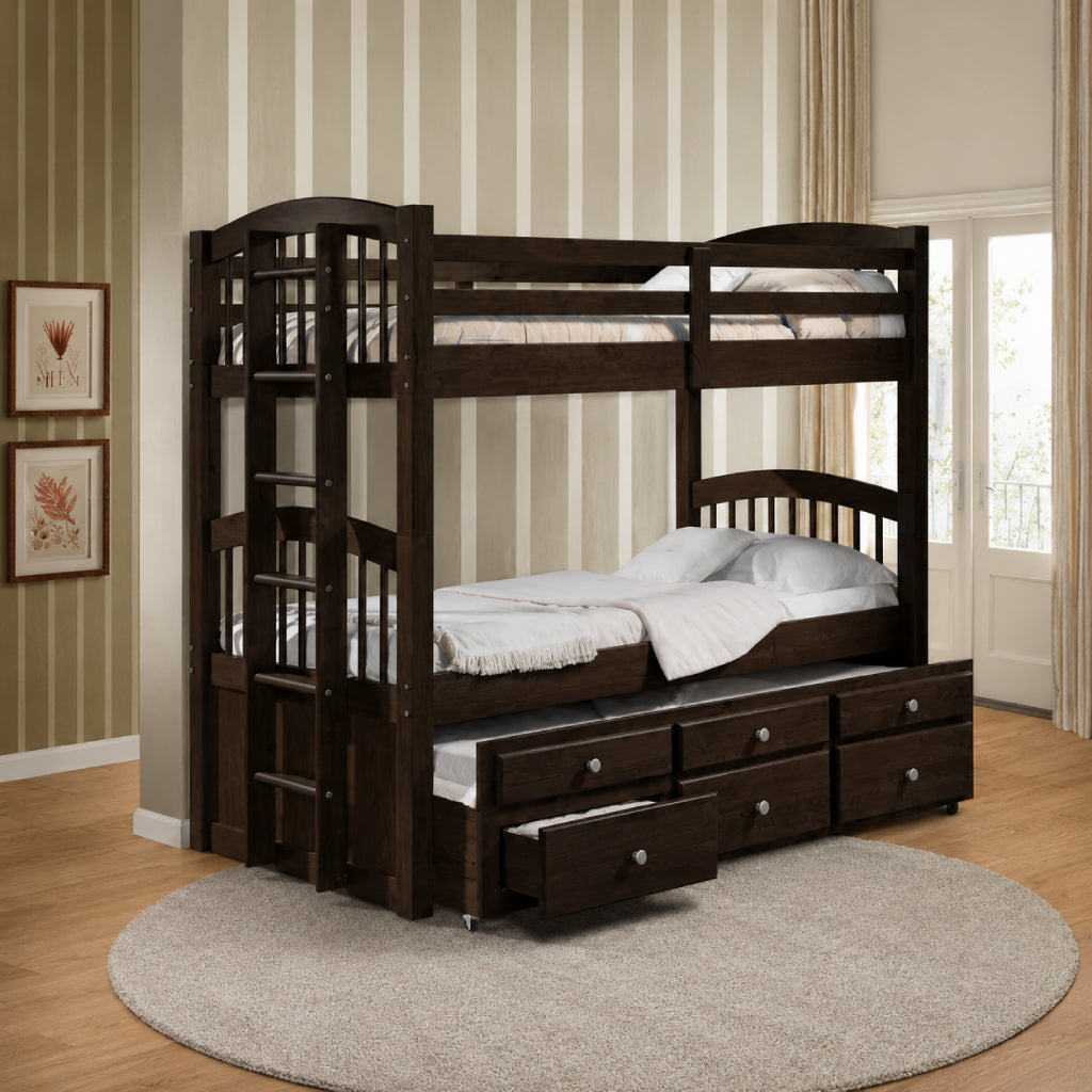Litera con espacio de almacenaje Tomas Twin y cama nido de Acme Furniture - Espresso
