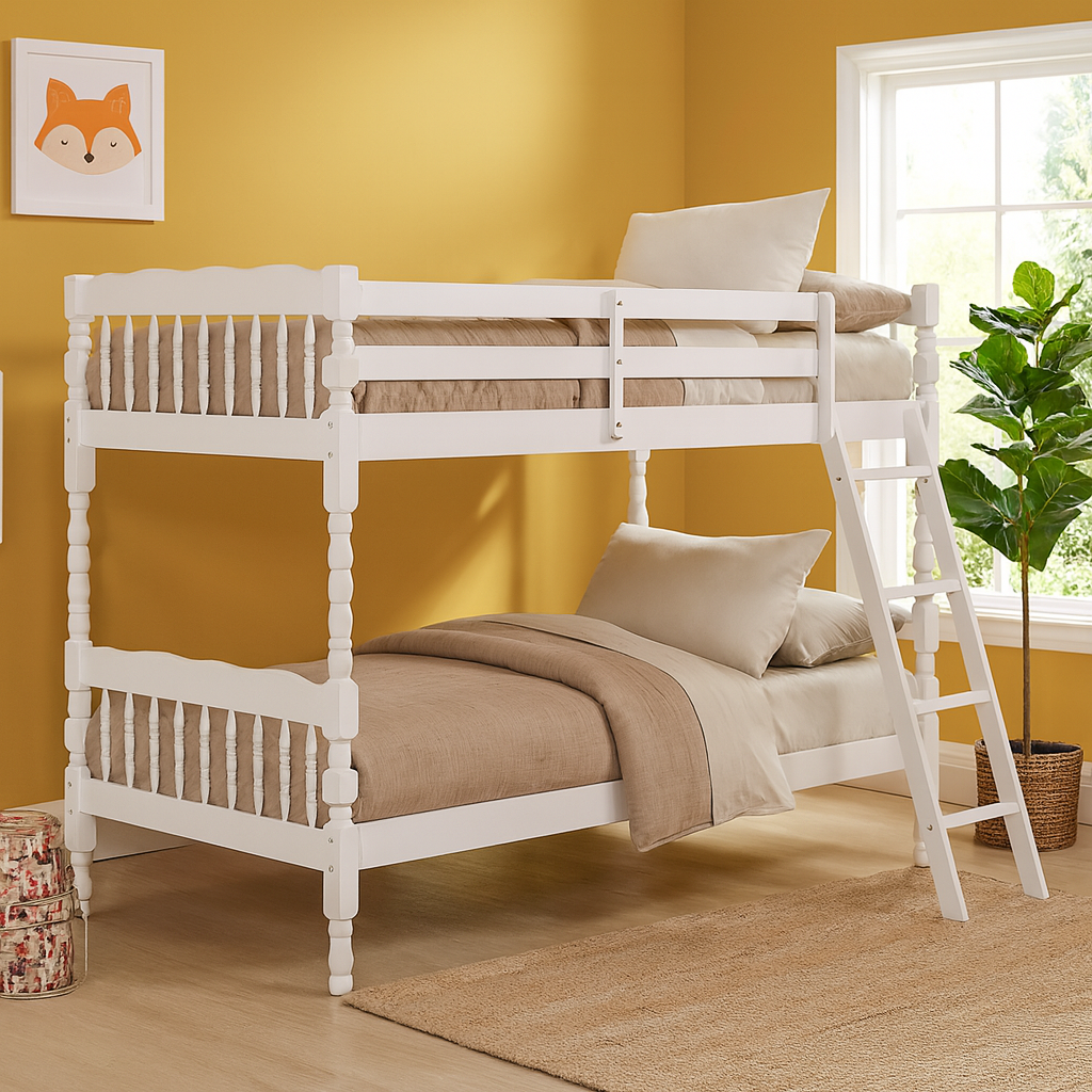 White Twin Over Twin Bunk Bed by Acme Furniture - White