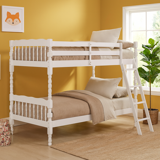 White Twin Over Twin Bunk Bed by Acme Furniture - White