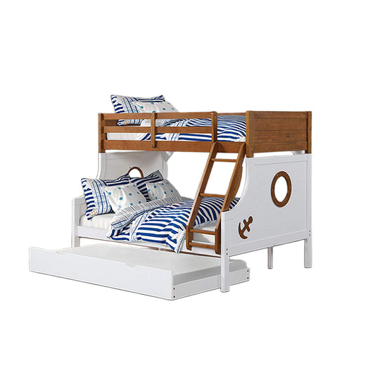 Nautia Twin over Full Bunk Bed by Furniture of America - Brown/White